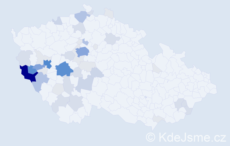 Příjmení: 'Vogeltanz', počet výskytů 170 v celé ČR