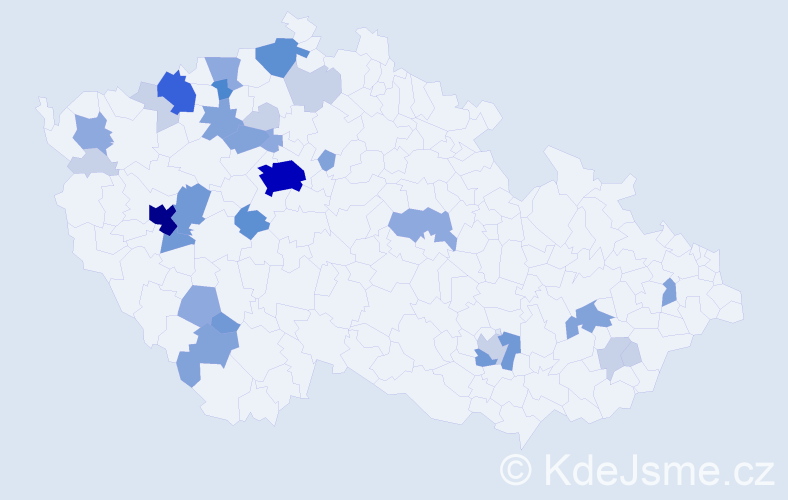 Příjmení: 'Dort', počet výskytů 97 v celé ČR