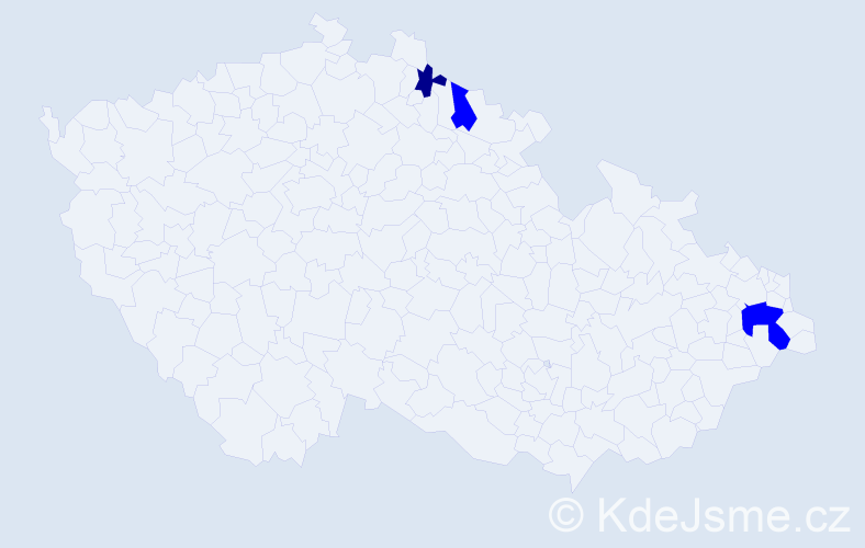 Příjmení: 'Vytrval', počet výskytů 4 v celé ČR