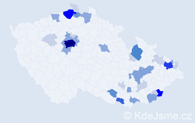 Příjmení: 'Macharová', počet výskytů 102 v celé ČR