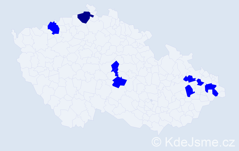 Příjmení: 'Burjetková', počet výskytů 9 v celé ČR