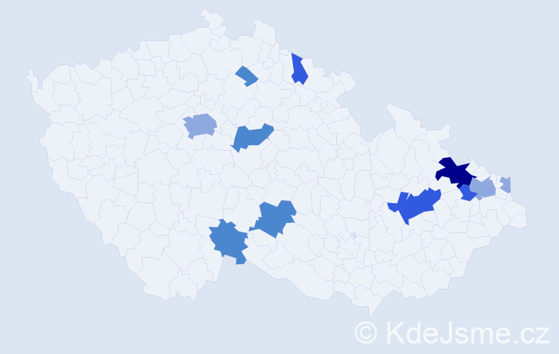 Příjmení: 'Magura', počet výskytů 25 v celé ČR