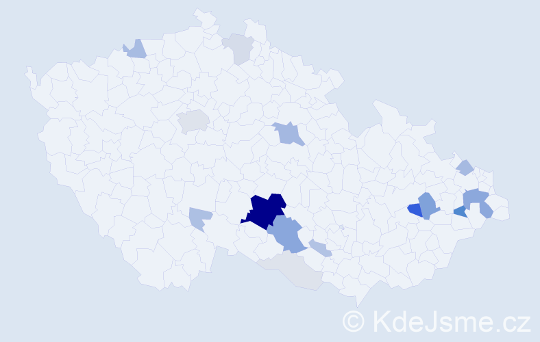 Příjmení: 'Zdarsová', počet výskytů 69 v celé ČR