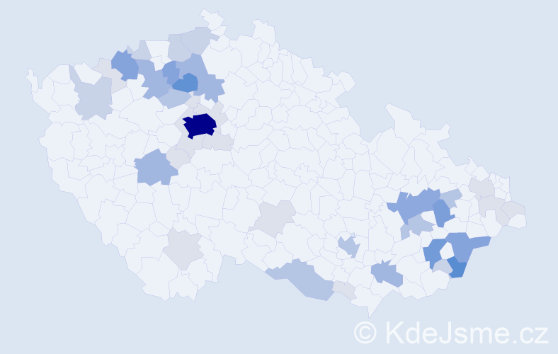 Příjmení: 'Krahulík', počet výskytů 145 v celé ČR
