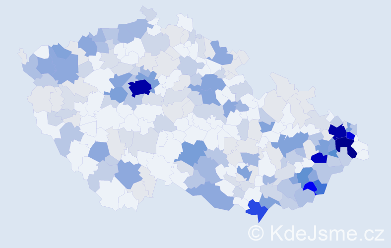 Příjmení: 'Bačová', počet výskytů 854 v celé ČR