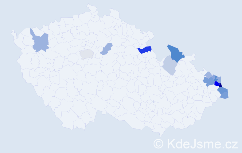 Příjmení: 'Mrowiec', počet výskytů 46 v celé ČR