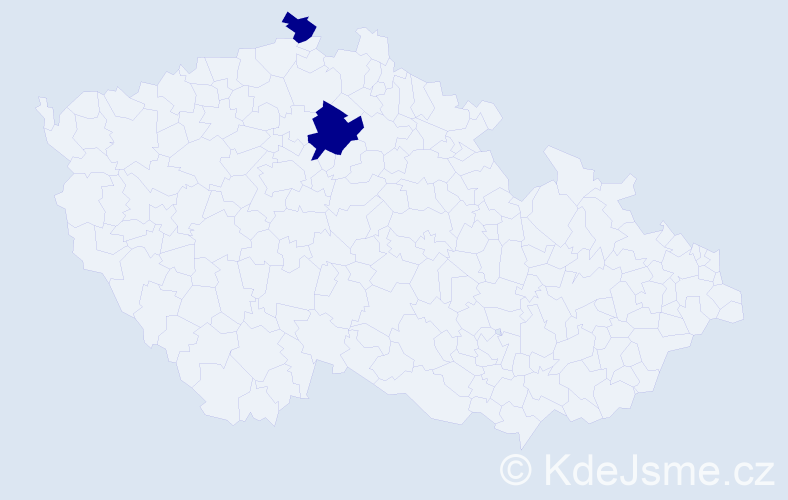 Příjmení: 'Moňaková', počet výskytů 2 v celé ČR