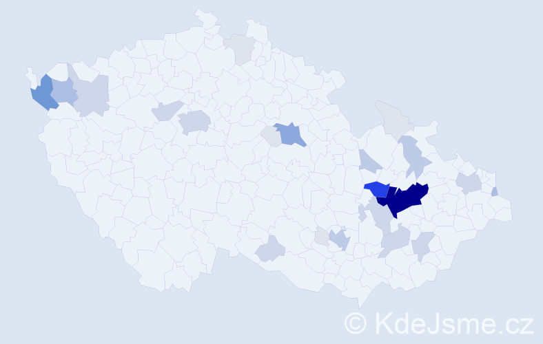 Příjmení: 'Utíkal', počet výskytů 101 v celé ČR
