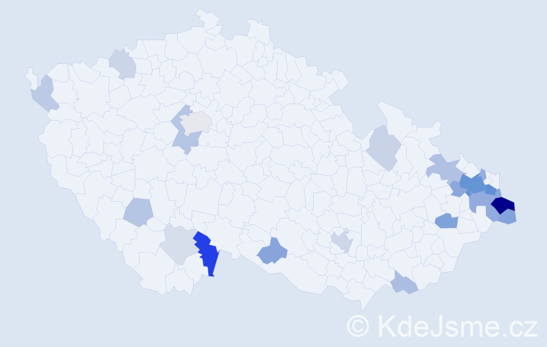 Příjmení: 'Klimasová', počet výskytů 59 v celé ČR