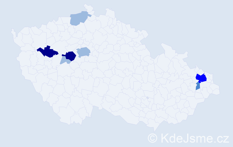 Příjmení: 'Vištejn', počet výskytů 17 v celé ČR
