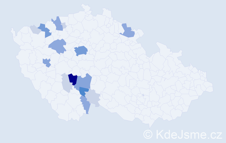 Příjmení: 'Podojil', počet výskytů 47 v celé ČR