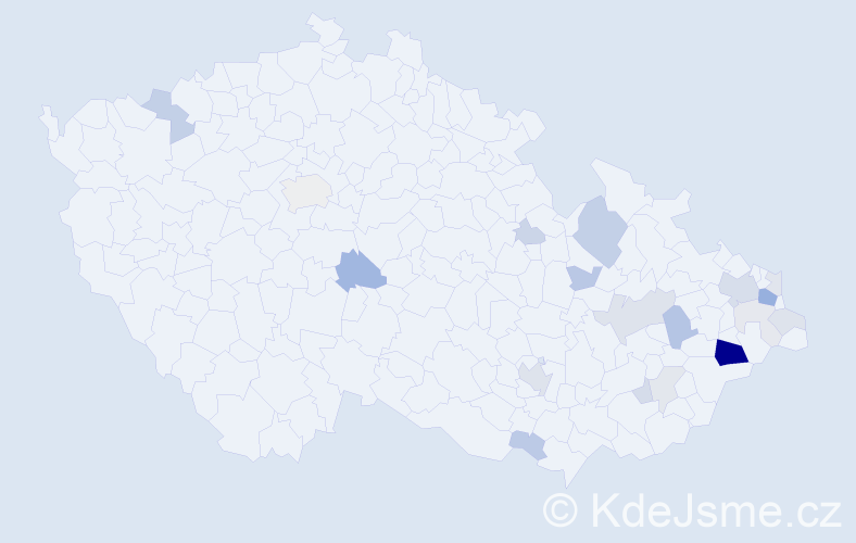 Příjmení: 'Kantorek', počet výskytů 55 v celé ČR