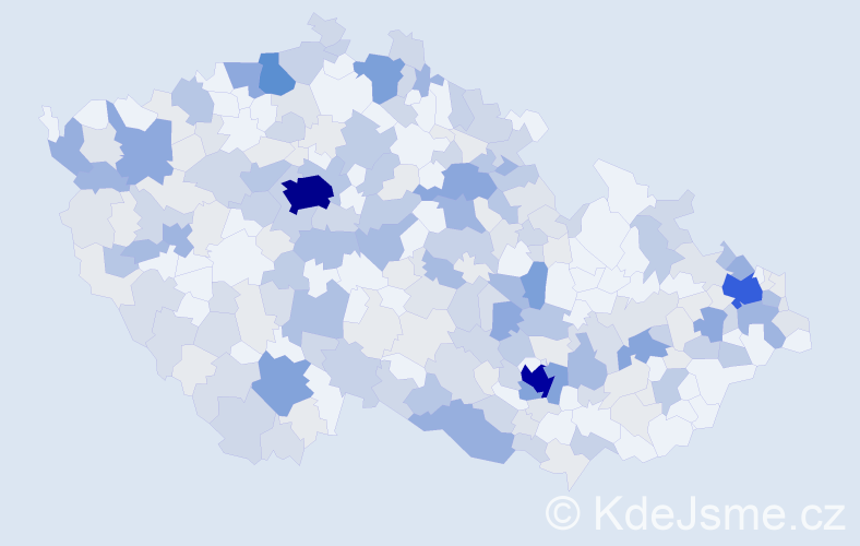 Příjmení: 'Krištof', počet výskytů 841 v celé ČR