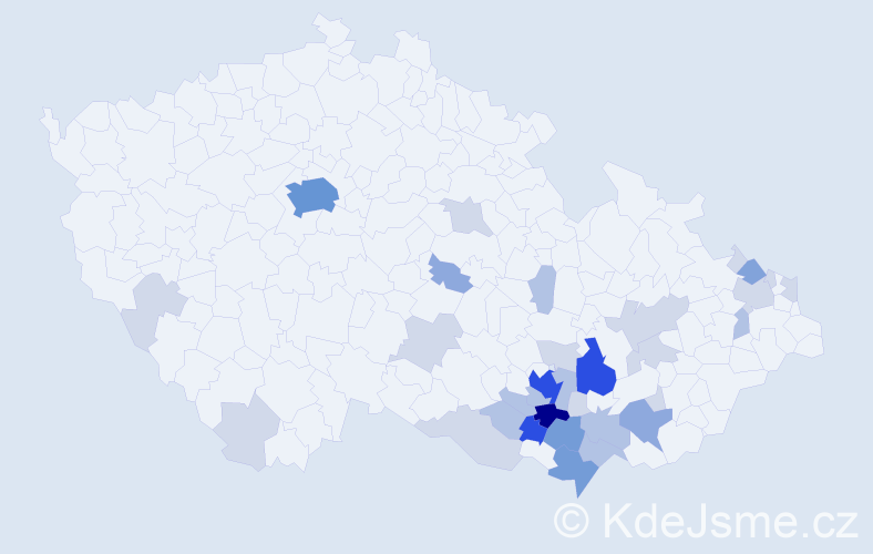Příjmení: 'Klouparová', počet výskytů 100 v celé ČR