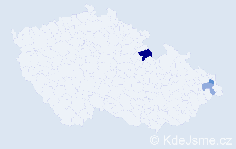 Příjmení: 'Kremzar', počet výskytů 5 v celé ČR