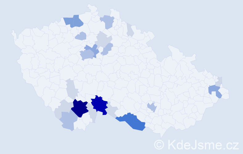 Příjmení: 'Kandl', počet výskytů 71 v celé ČR