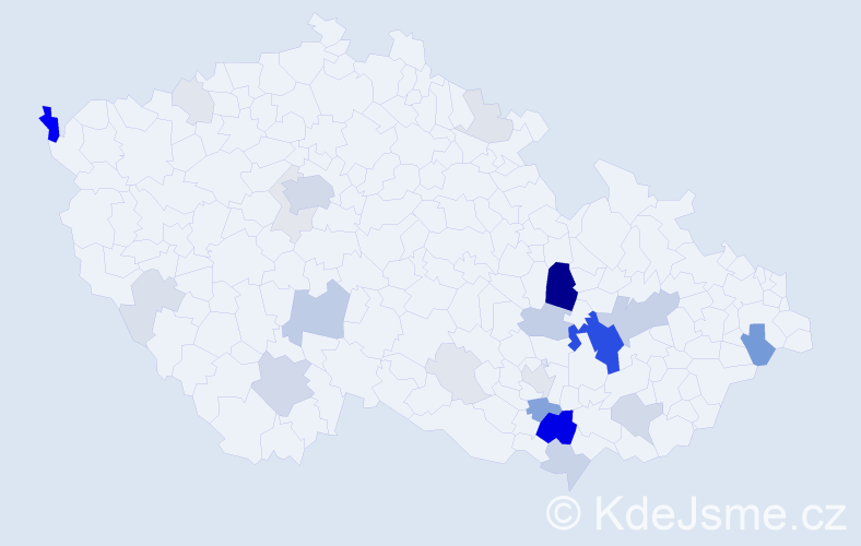 Příjmení: 'Peka', počet výskytů 97 v celé ČR