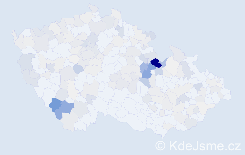 Příjmení: 'Krejsová', počet výskytů 697 v celé ČR