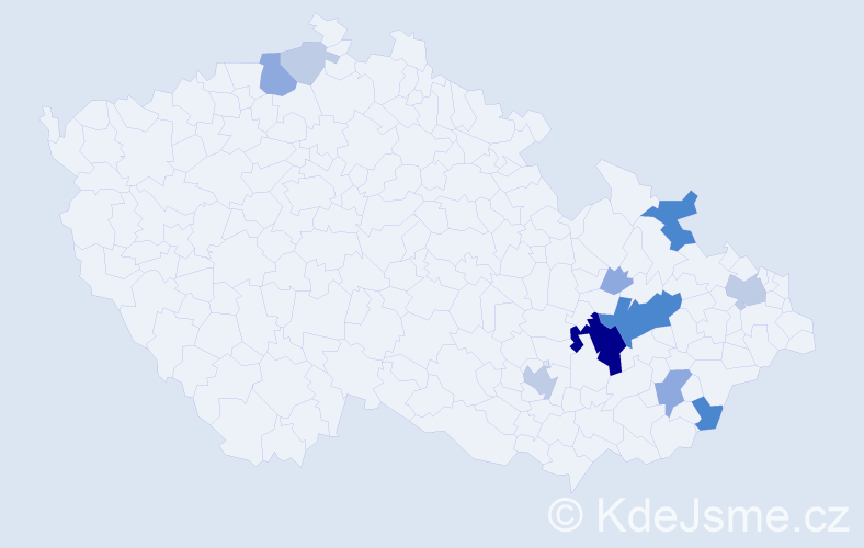 Příjmení: 'Čundrlová', počet výskytů 34 v celé ČR