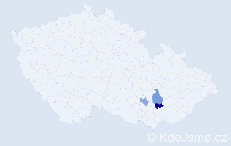 Příjmení: 'Volanka', počet výskytů 5 v celé ČR