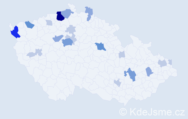 Příjmení: 'Červeňaková', počet výskytů 50 v celé ČR
