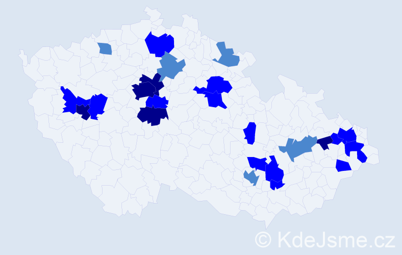 Příjmení: 'Kosa', počet výskytů 48 v celé ČR