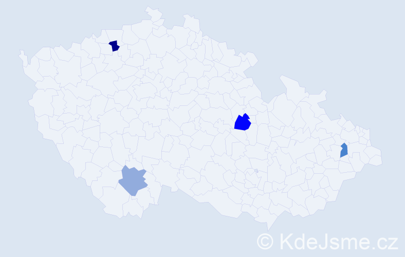 Příjmení: 'Valentín', počet výskytů 4 v celé ČR
