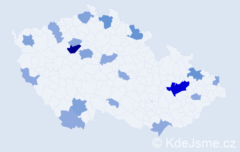 Příjmení: 'Bodnarová', počet výskytů 47 v celé ČR
