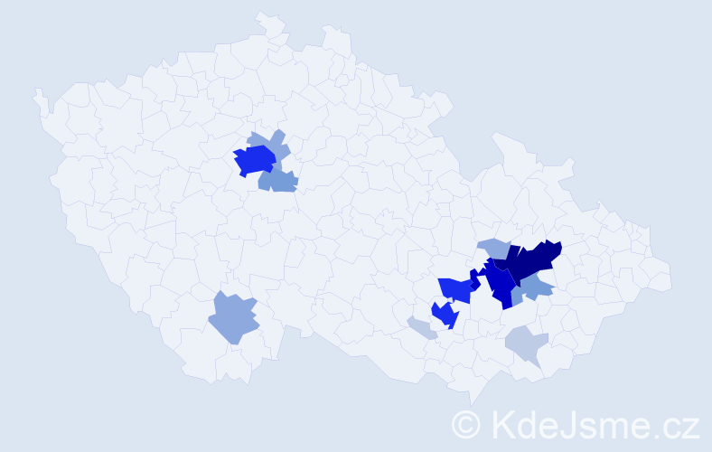 Příjmení: 'Vytásek', počet výskytů 54 v celé ČR
