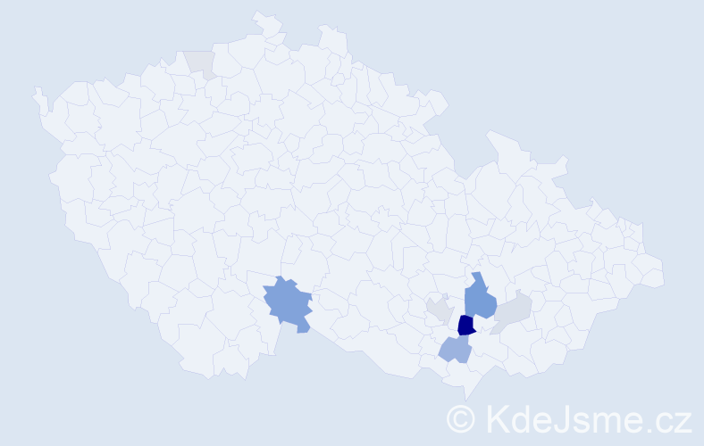Příjmení: 'Pavezka', počet výskytů 23 v celé ČR