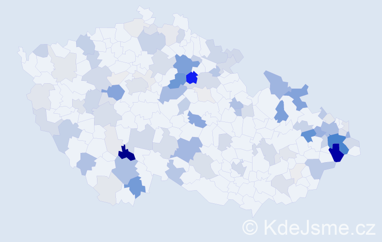 Příjmení: 'Pavlásek', počet výskytů 369 v celé ČR