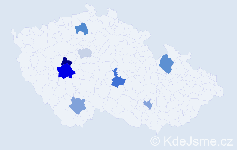 Příjmení: 'Dan', počet výskytů 11 v celé ČR