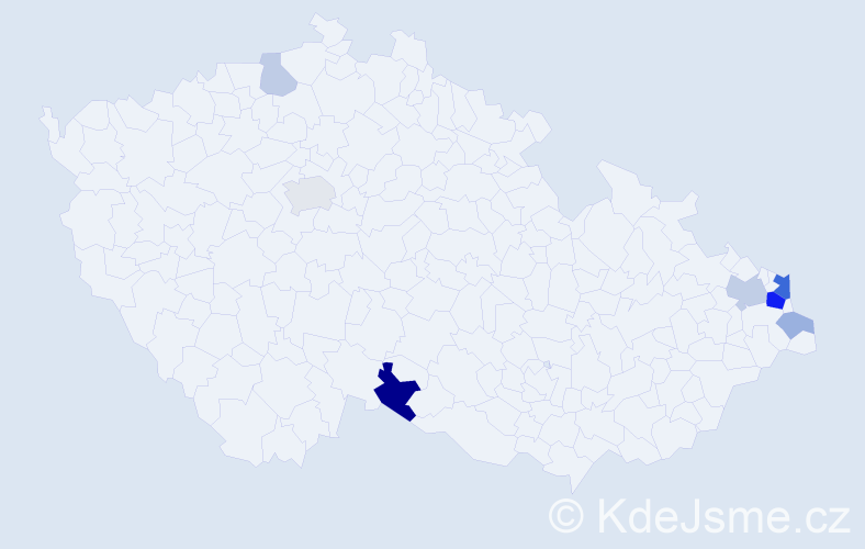 Příjmení: 'Cholewová', počet výskytů 18 v celé ČR