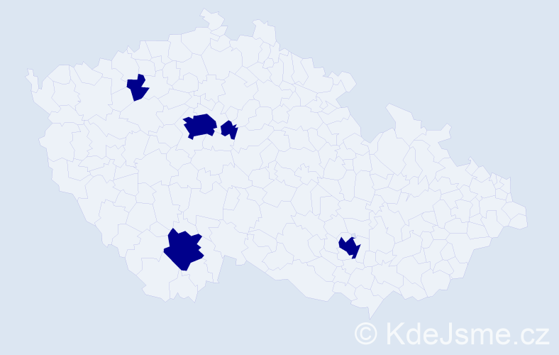 Příjmení: 'Hickmanová', počet výskytů 5 v celé ČR