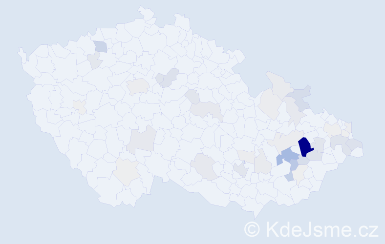 Příjmení: 'Hostaša', počet výskytů 131 v celé ČR