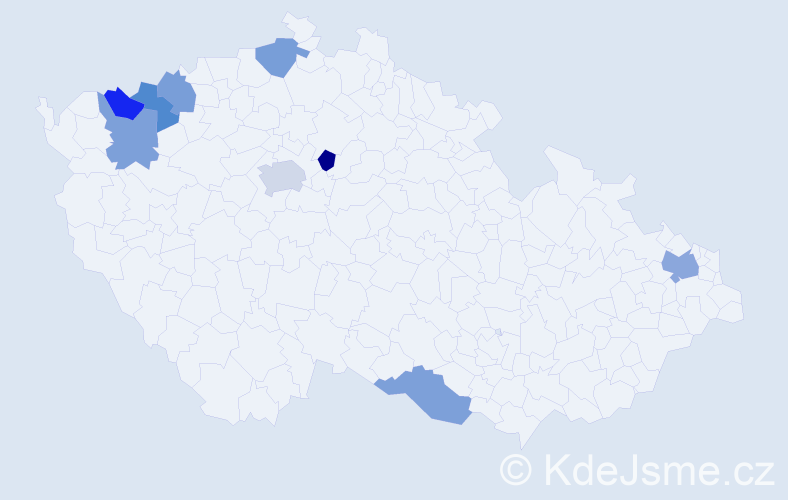 Příjmení: 'Thai', počet výskytů 11 v celé ČR