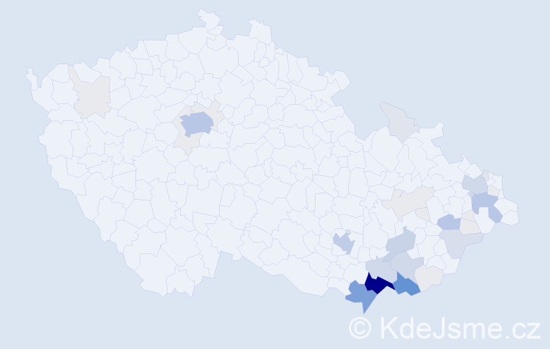 Příjmení: 'Tomšej', počet výskytů 163 v celé ČR