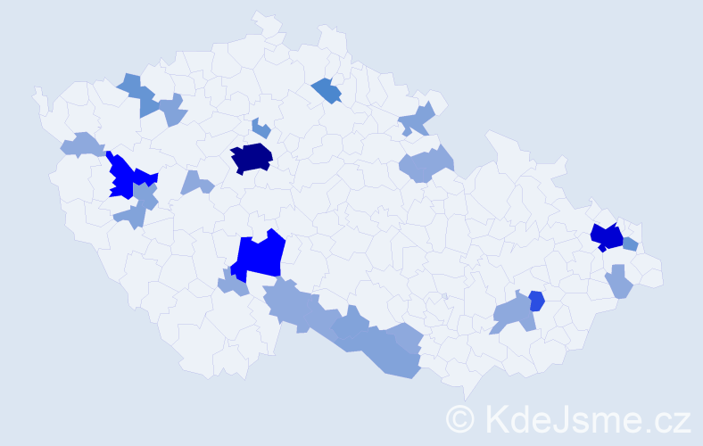 Příjmení: 'Pergerová', počet výskytů 68 v celé ČR