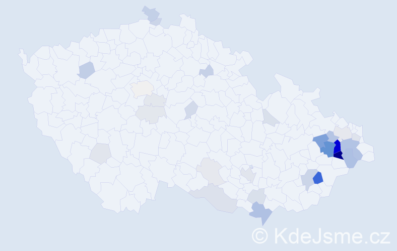 Příjmení: 'Lošák', počet výskytů 101 v celé ČR