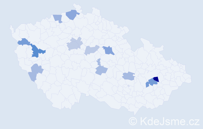 Příjmení: 'Kvašová', počet výskytů 30 v celé ČR