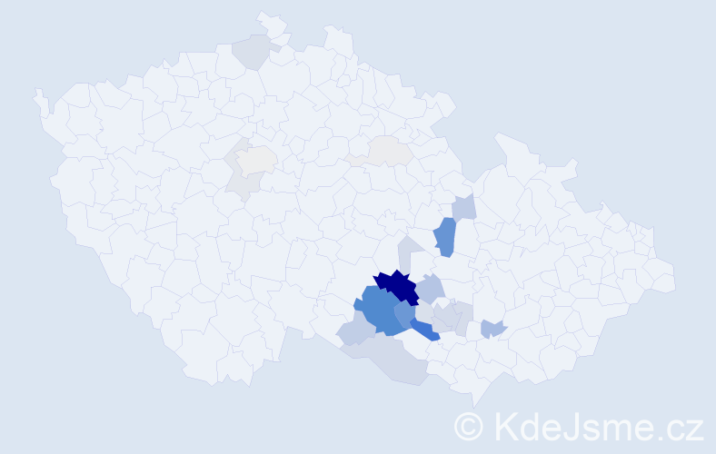 Příjmení: 'Voborný', počet výskytů 122 v celé ČR