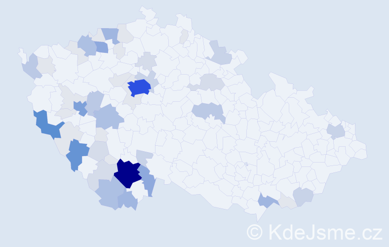 Příjmení: 'Kubal', počet výskytů 196 v celé ČR