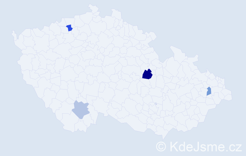 Příjmení: 'Valentín', počet výskytů 5 v celé ČR