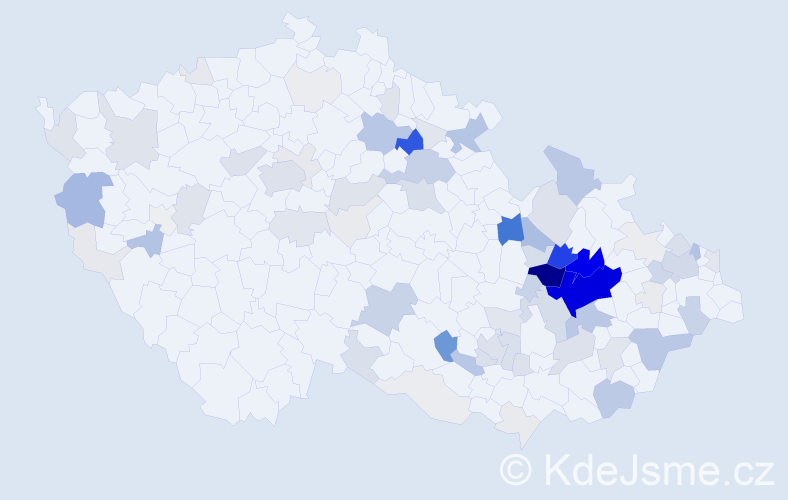 Příjmení: 'Kráčmarová', počet výskytů 392 v celé ČR