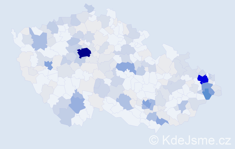Příjmení: 'Kokeš', počet výskytů 701 v celé ČR