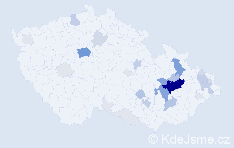Příjmení: 'Vaca', počet výskytů 108 v celé ČR