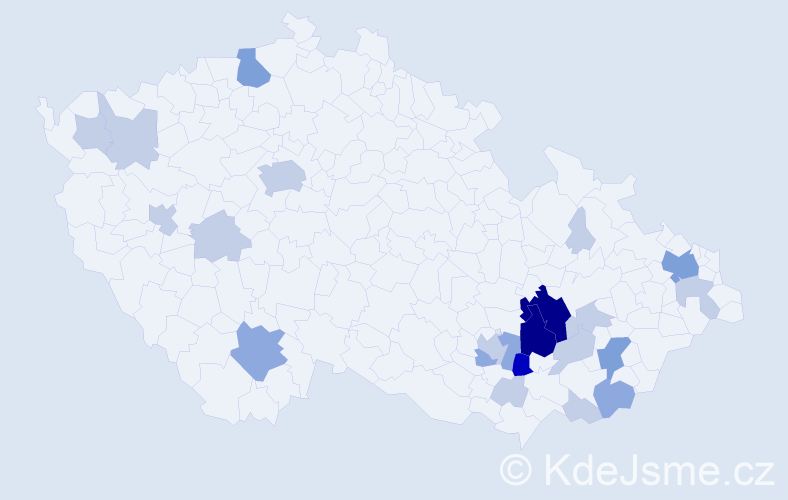 Příjmení: 'Klusal', počet výskytů 59 v celé ČR