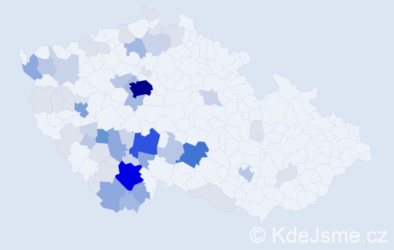 Příjmení: 'Cvachová', počet výskytů 176 v celé ČR