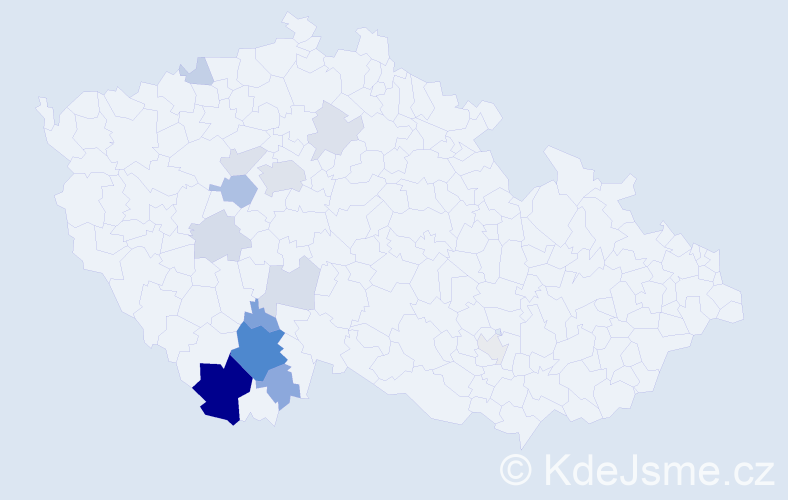 Příjmení: 'Kamlach', počet výskytů 42 v celé ČR