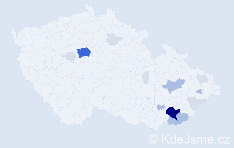 Příjmení: 'Machynková', počet výskytů 53 v celé ČR
